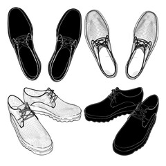 Men Shoes Vector. A Vector Illustration Of Shoe Isolated On White Background.