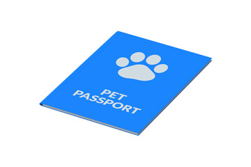 Pet passport isolated on white background. 3d render