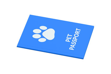 Pet passport isolated on white background. 3d render