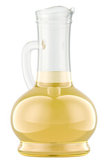 Bottle of cooking oil. Glass bottle of yellow oil. 3D rendering isolated on transparent background