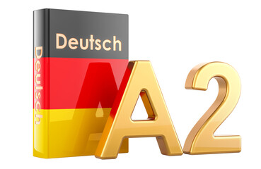 A2 German level, concept. Level pre intermediate, 3D rendering isolated on transparent background
