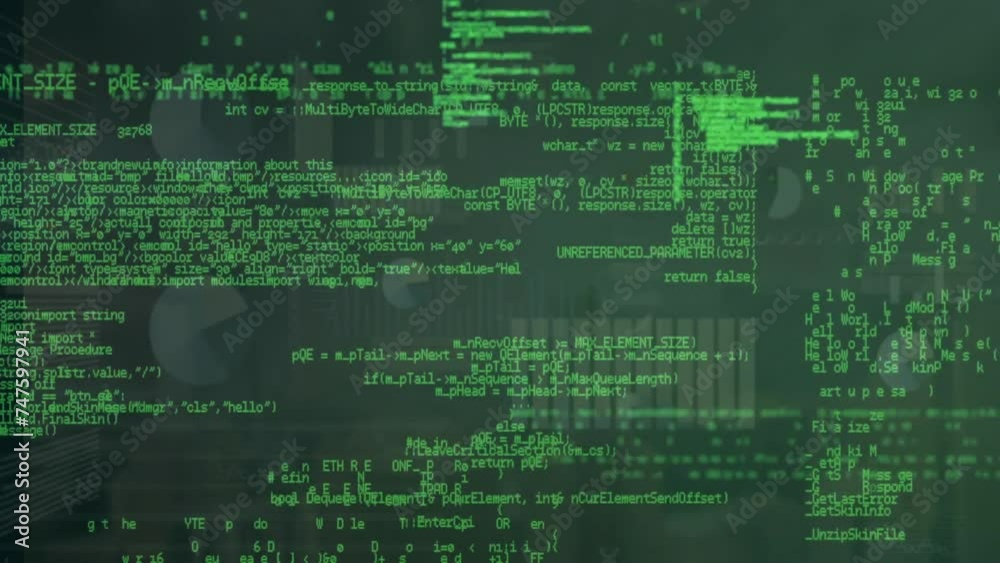 Poster animation of data processing over diagrams