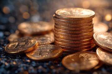 Gold coin, modern investment background image
