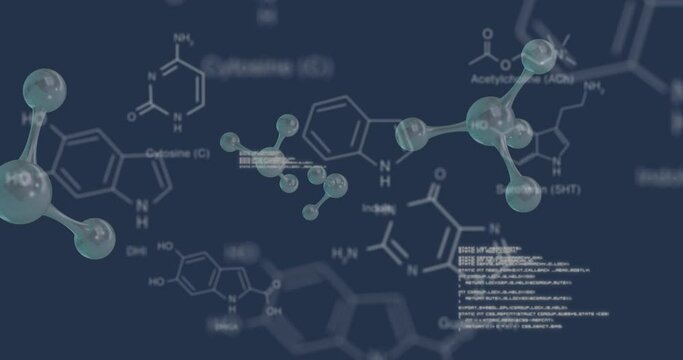 Animation of chemical formula over data processing