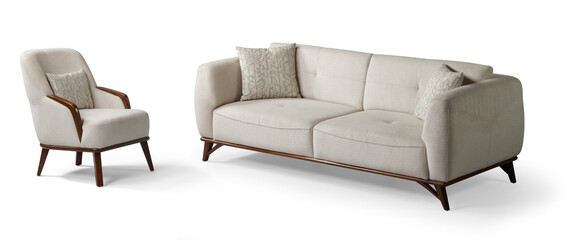 Modern furniture set isolated on white background