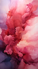 Abstract Fluid Art in Shades of Crimson, Pink, and Purple with Soft, Dynamic Textures