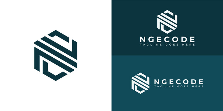 Abstract initial letter NC or CN logo in deep blue color isolated in multiple backgrounds applied for internet and technology logo also suitable for the brands or companies have initial name NC or CN.