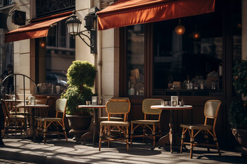 Fototapeta na wymiar Sunny Afternoon at a Quaint French Cafe
