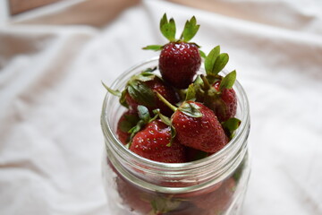 organic strawberries in jar