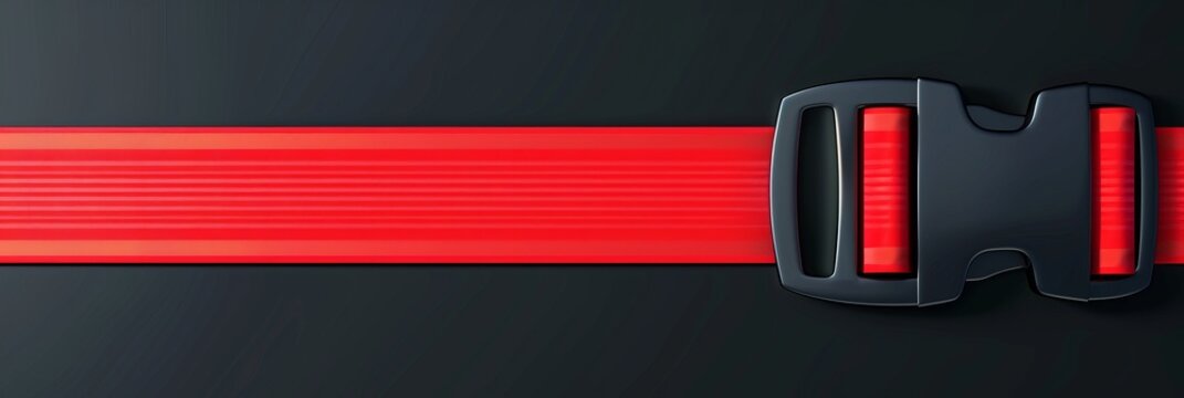 A creative vector illustration of a closed red seat belt that is isolated on a black background