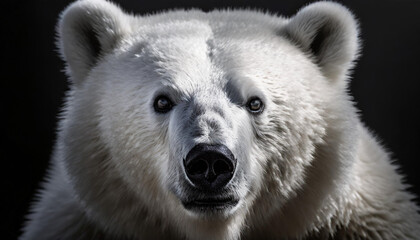 Close up bear portrait on dark background.	
