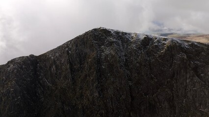 The snow covered mountains of Cadair Idris in Eryri National Park, Wales