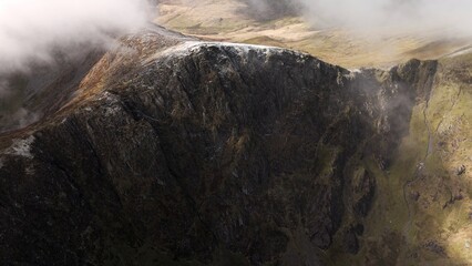 The snow covered mountains of Cadair Idris in Eryri National Park, Wales