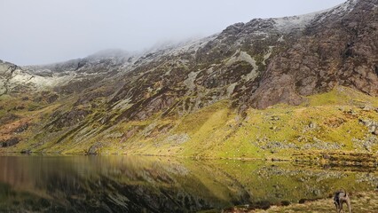 The snow covered mountains of Cadair Idris in Eryri National Park, Wales