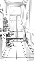 simple black and white outline Storyboard sketch style illustration