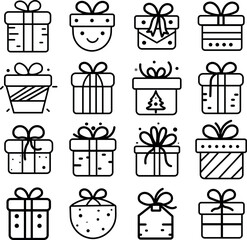 Gift Line Icons For Mobile and Web. Contains such icons as Gift, Christmas Present, E-Commerce, Valentines Day, Birthday.