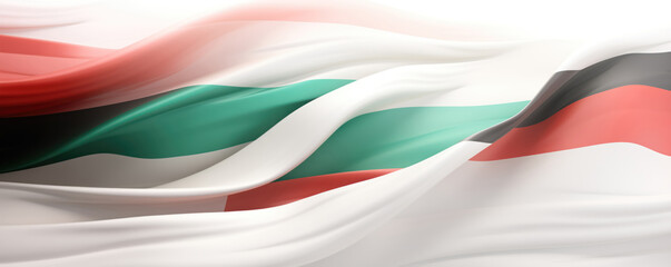 flying and waving fabric in the red black and green colors found in national flags of Kuwait, UAE, Sudan and Palestine as abstract banner with empty copyspace