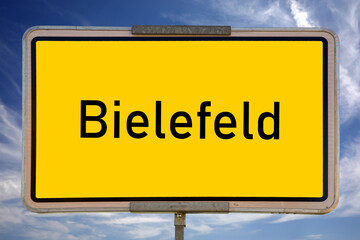 Ortsschild - Bielefeld - Nordrheinwestfalen (NRW/Deutschland/BRD) - obrazy, fototapety, plakaty
