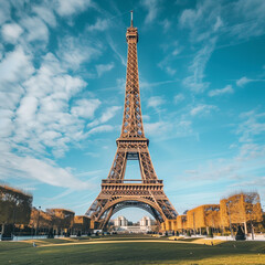 Majestic Eiffel Tower Standing Tall Against Blue Sky