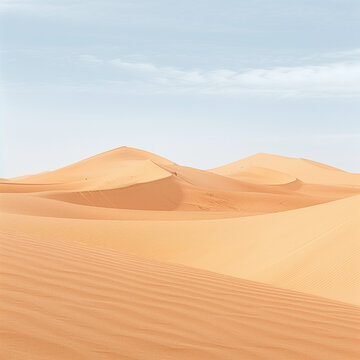Sweeping Dunes of the Sahara Desert under Clear Blue Sky