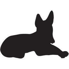 A silhouette of a small dog
