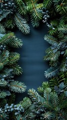 A festive Christmas wreath adorned with pine cones and lush evergreen leaves, creating a traditional holiday decoration.