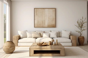 Fototapeta na wymiar White sofa and armchairs, interior design of a modern living room