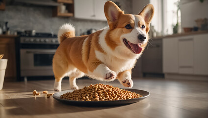 cute dog with dry food playful nutrition