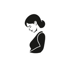silhouette of a woman  black and white vector illustration isolated transparent background logo, cut out or cutout t-shirt print design