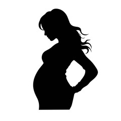 silhouette of a pregnant woman  black and white vector illustration isolated transparent background logo, cut out or cutout t-shirt print design