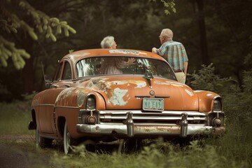 Abandoned Vintage Car in the Forest