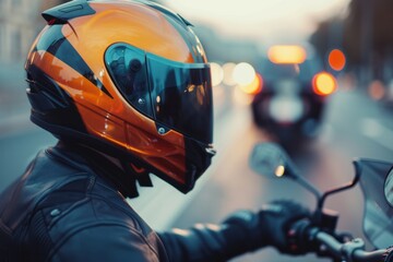 Person Wearing Helmet Riding Motorcycle Down Street