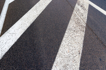old road markings on the highway in winter