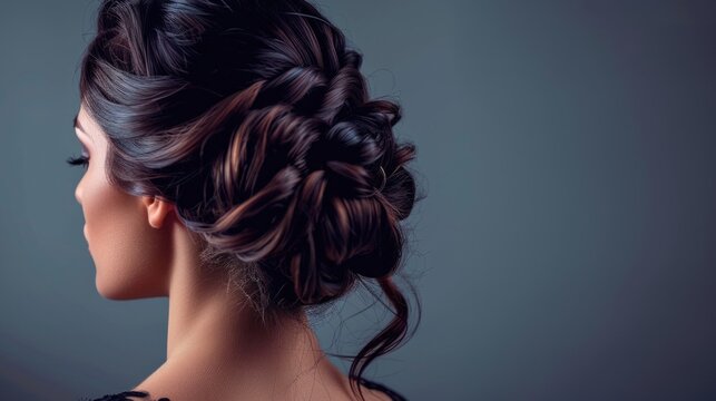 Stylish female hairstyle. AI generative.