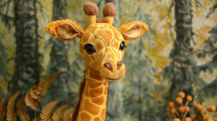 Plush giraffe. Children's toy. AI generative.
