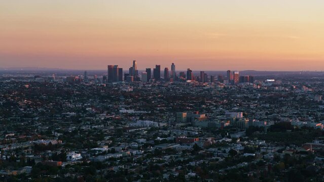 Los Angeles Downtown Sunset to Night Cityscape 70ｍｍ Griffith Park Time Lapse California USA