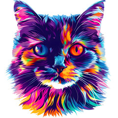 Drawing of a bright multi-colored cat
