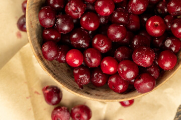 frozen berries of red ripe cherries