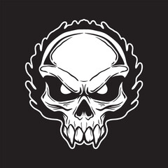 Skull art black and white hand drawn illustrations vector
