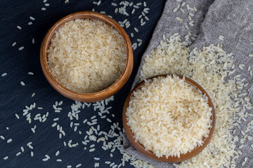 fresh uncooked rice in close-up