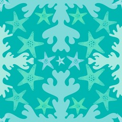 Cartoon animals seamless starfish pattern for fabrics and linens and wrapping paper and summer print