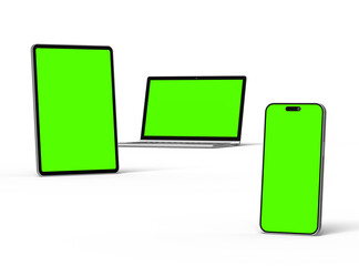 Mockup of laptop, tablet and smartphone on a light background