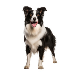 Full body of a happy border collie dog playing stand, Isolated on Transparent Background, PNG