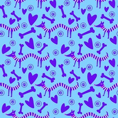 Cartoon animals seamless dogs pattern for wrapping paper and fabrics and kids clothes print and summer accessories