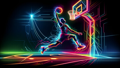 High-Flying Basketball Action