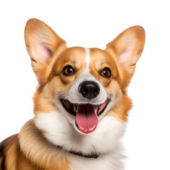 Corgi dog: A close up portrait of happiness, Isolated on Transparent Background, PNG