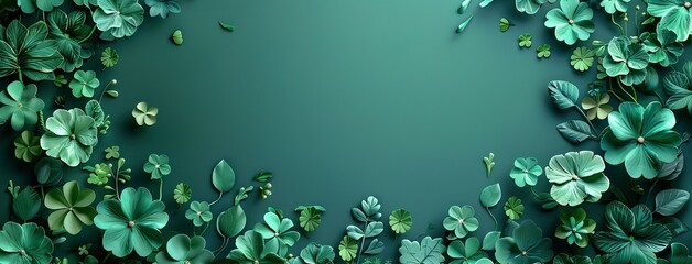 Patrick's Day celebration. festive green theme design clover. template, greeting card.