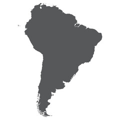 South America Map. Map of South America in grey color.