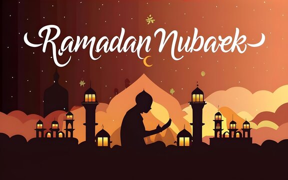 Happy Ramadan wallpapers, greeting cards, posters, entertainment covers. Ramadan design with beautiful moon lanterns, modern style, dark background, Ramadhan kareem background design. Generative Ai 