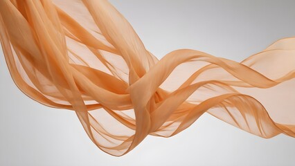 Flying orange sheer fabric. Texture, background, pattern, template. 3D vector illustration